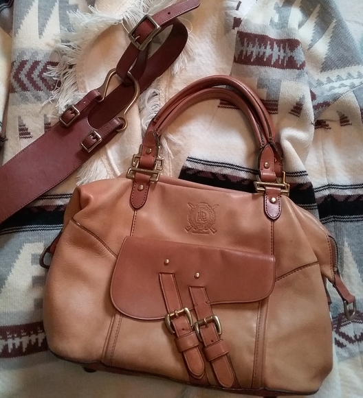 ralph lauren cognac handbag